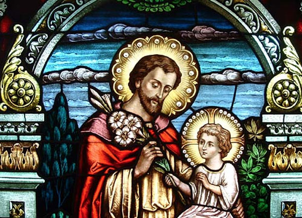 Depiction of Saint Joseph on Stained Glass